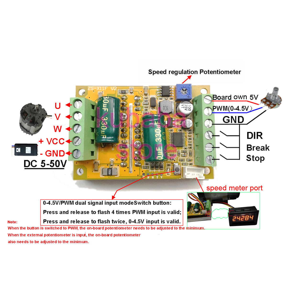 380 ワット 3 相ブラシレスモーターコントローラー (ホールセンサーなし/なし) BLDC PWM PLC ドライバーボード DC 6-50V