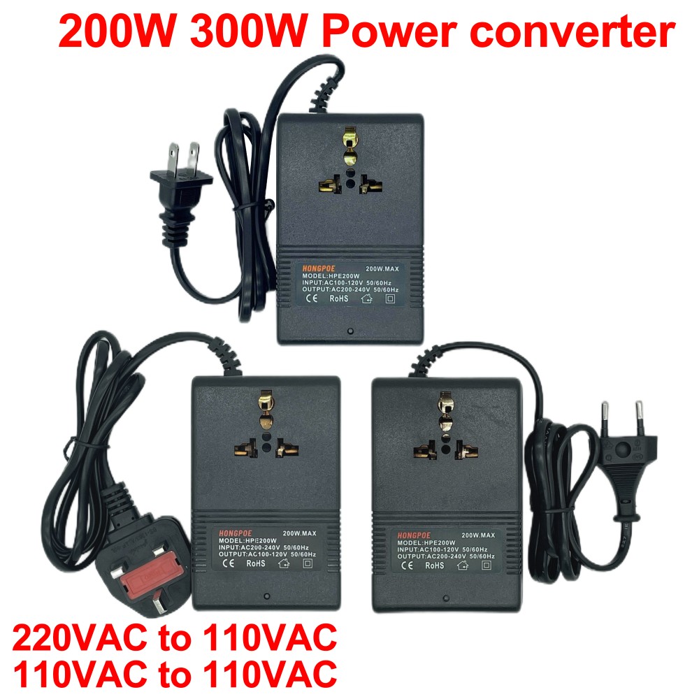 200W 300W 電圧コンバータ 220V から 110V 変圧器 降圧変圧器 電圧コンバータ トラベルアダプタ 110VAC から 220VAC