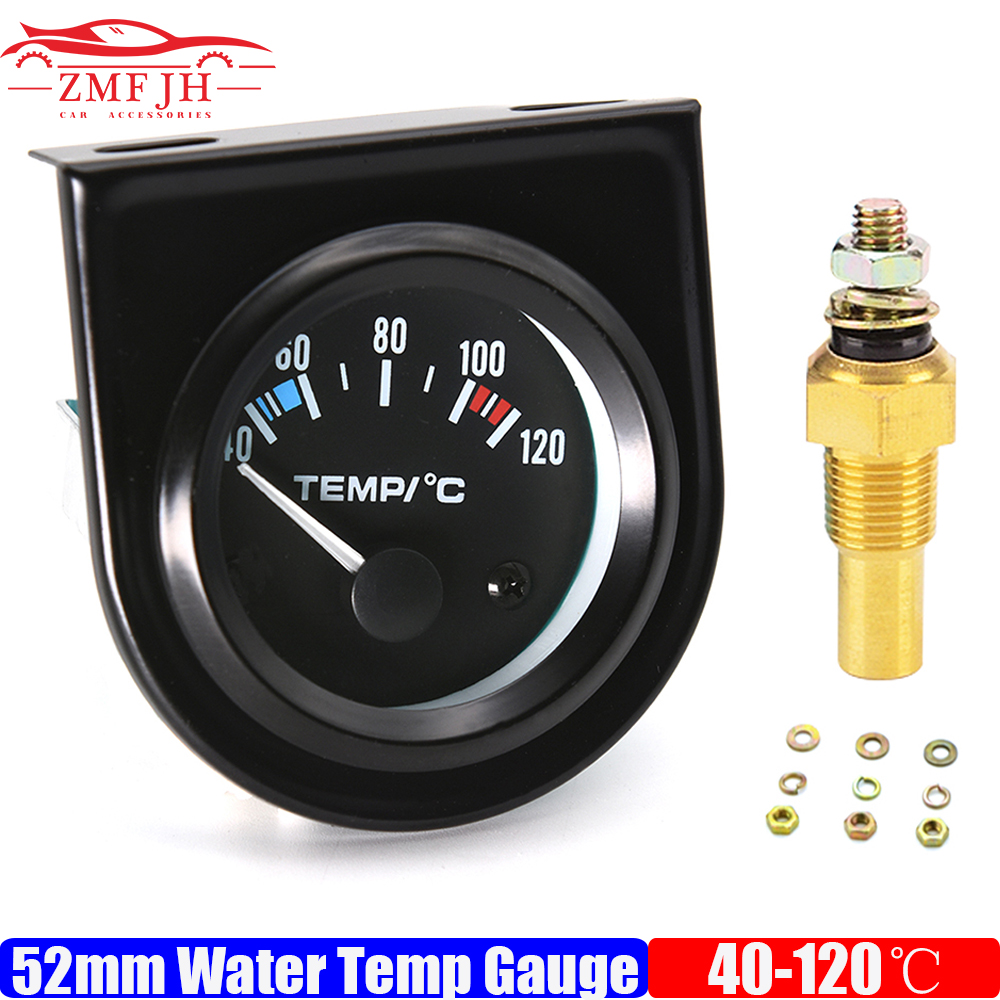 自動車 2 "52 ミリメートル水温ゲージ 40 〜 120 摂氏温度計センサー 1/8NPT ガソリン車 12V 自動車計器ブラックシェル