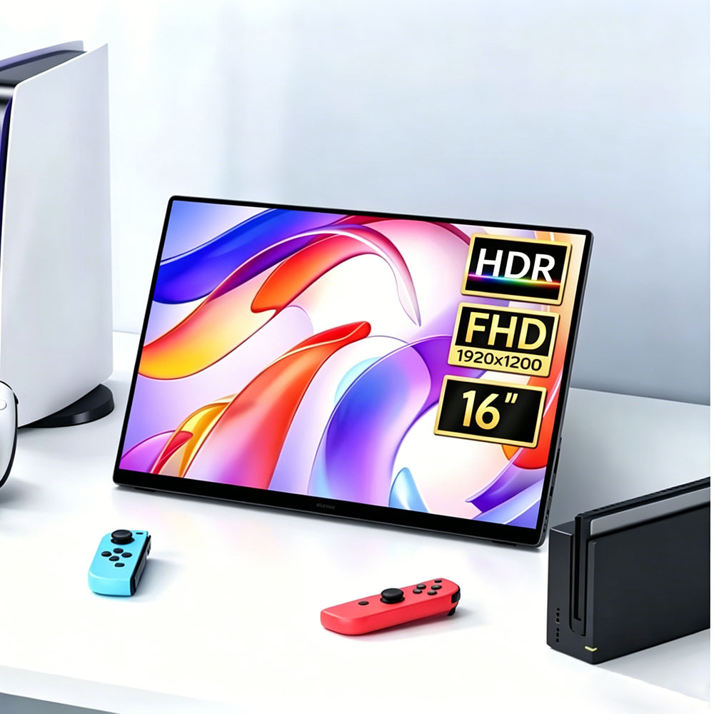 MAFNKOU Gaming Monitor 16'' Portable Display External Screen 1920*1200P For Switch NS2 PS5 XBOX PC Laptop
