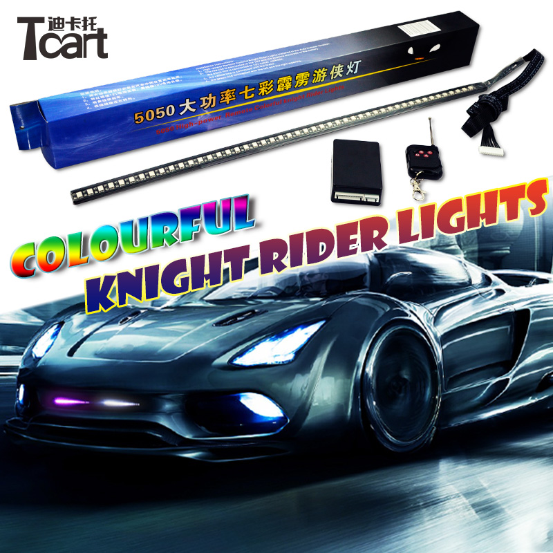 カーライトアクセサリー 54 センチメートル RGB 48LED ナイトナイトライダー LED ストリップライトワイヤレスリモコン付き