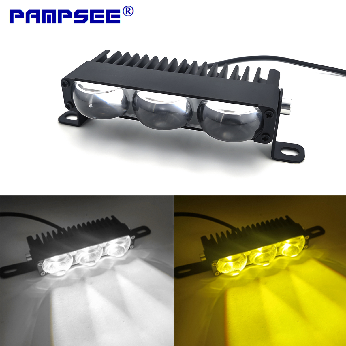 2 個ミニ LED ヘッドライトバンパーフォグランプグリル作業灯運転補助ライト車オートバイ白と黄色 9V-36V