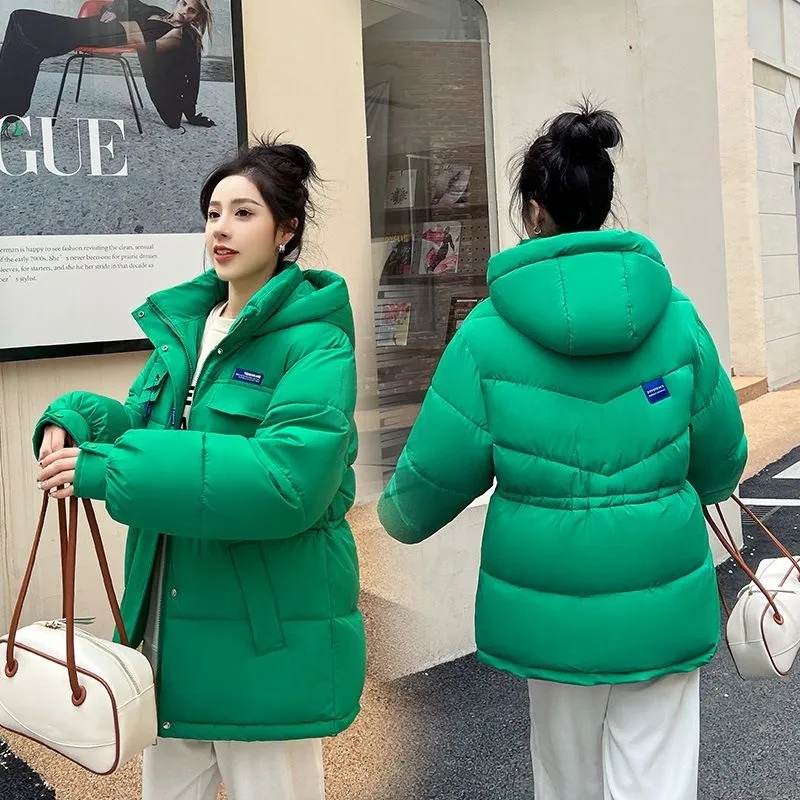 スタイル韓国ダウンコットンジャケット女性フード付きパーカー冬パッド入りコート厚く暖かい緩いフグ女性雪の摩耗生き抜く