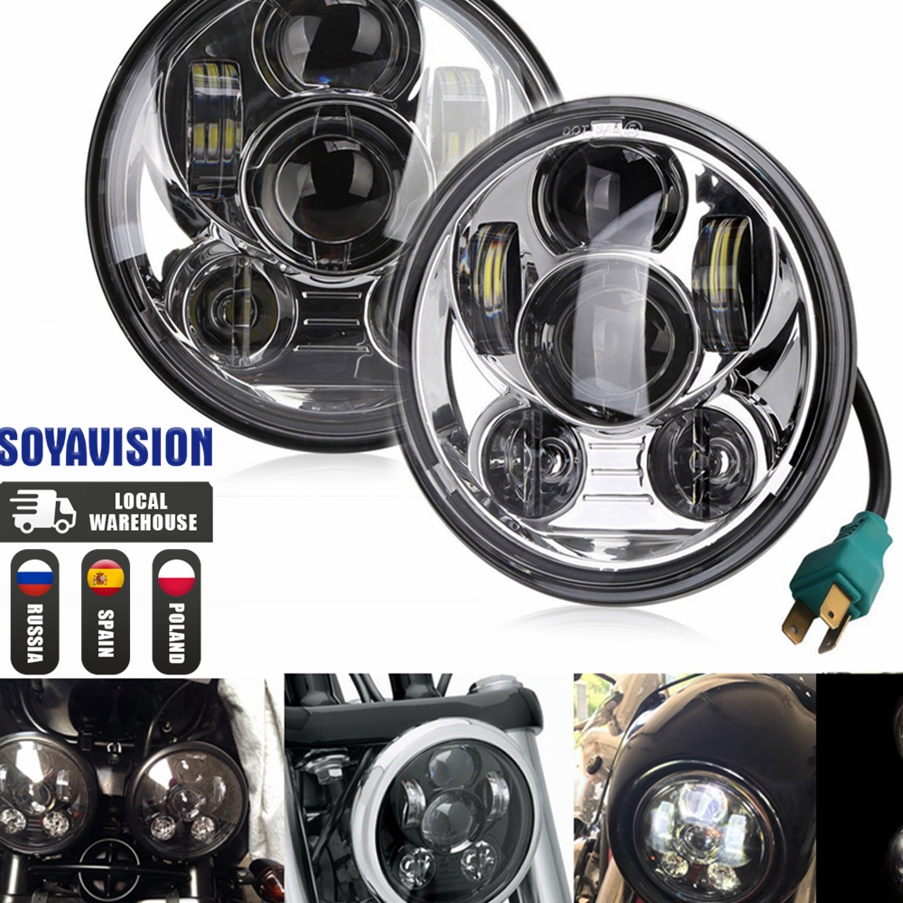 防水 5.75 "5-3/4" オートバイプロジェクター 60 ワット LED ヘッドライトハーレースポーツスター 883 1200 アイアン 883 、ダイナストリートボブヘッドランプ