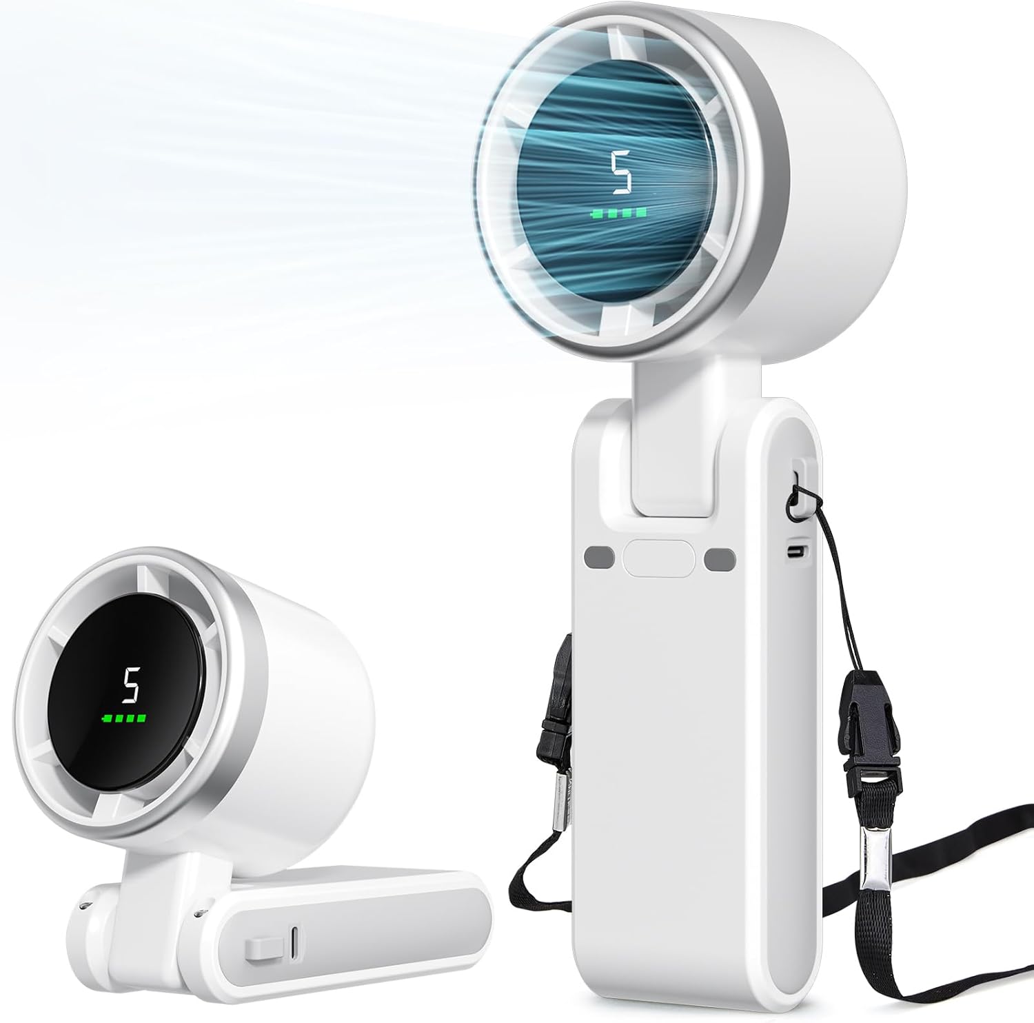 ミニ高速ハンドヘルドファン USB 充電デジタルディスプレイポータブルデスクトップ折りたたみ吊り下げキャンプ暴力ターボファン