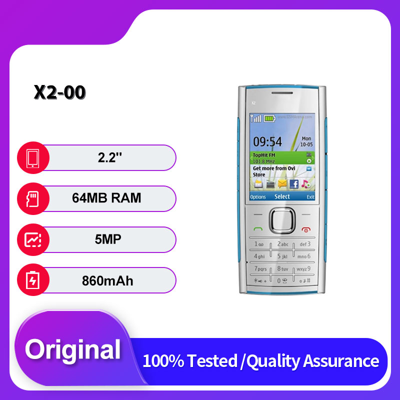 オリジナルロック解除 X2-00 シングル Sim GSM 2G 携帯電話ロシア語アラビア語キーボードフィンランド製