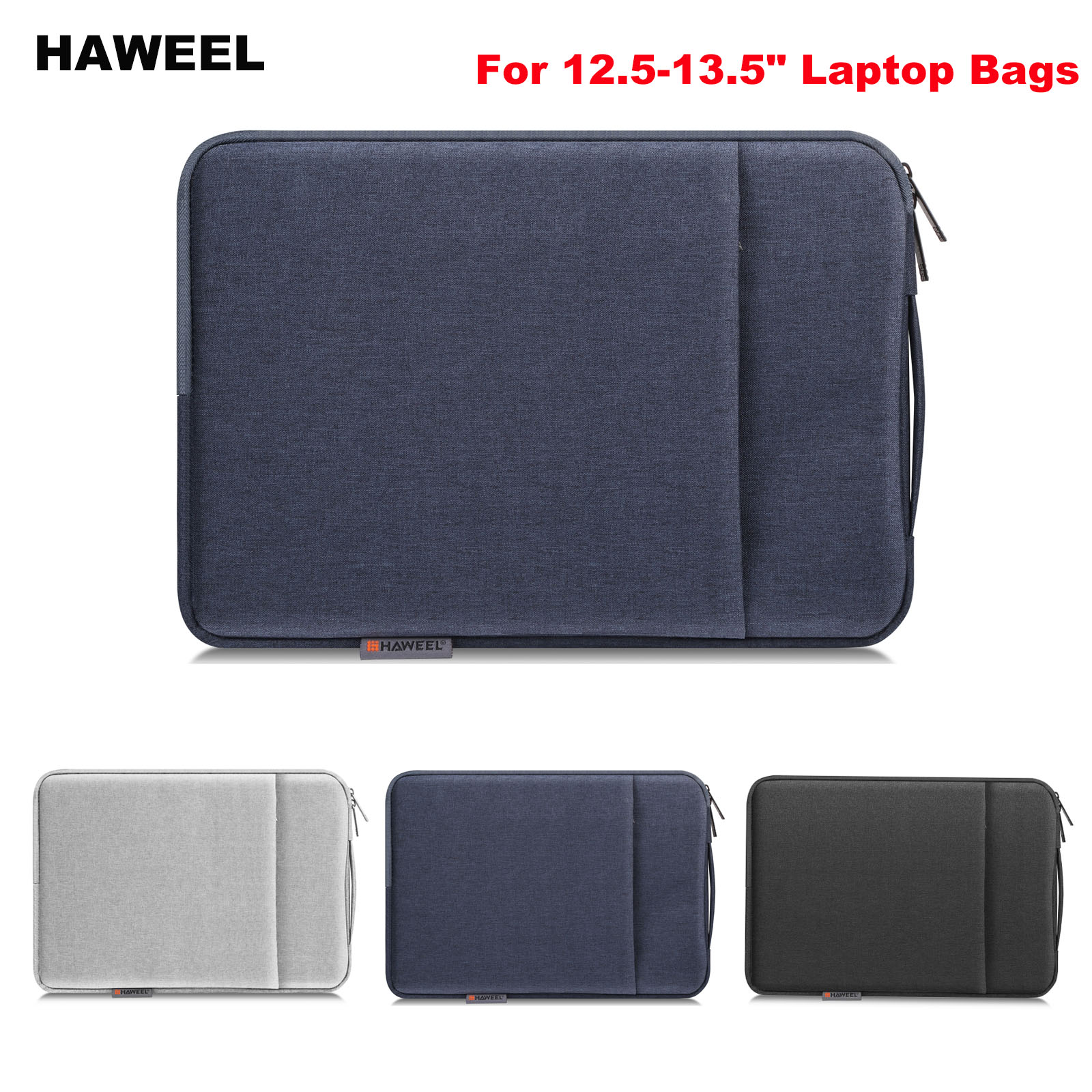 HAWEEL ラップトップスリーブケース ジッパーブリーフケースバッグ ハンドル付き 12.5-13.5インチのラップトップ用
