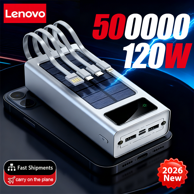 Lenovo ソーラーパワーバンク 200000mAh 大容量モバイルパワー急速充電バッテリーデュアル USB 4 ケーブル付き iPhone サムスン