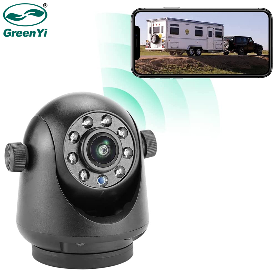 GreenYi 5G WiFi 磁気ヒッチ ワイヤレス リアビュー カメラ ナイトビジョン 充電式 トレーラー RV トラック用 iPhone Android用
