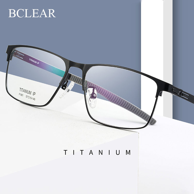 BCLEAR 新着チタン男性レトロ眼鏡フレーム処方光学フレーム高級ブランド超軽量​​快適な眼鏡
