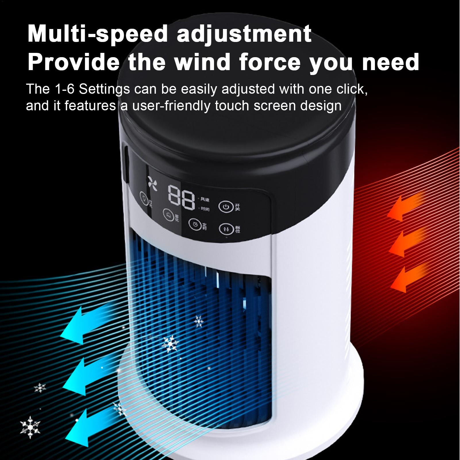 ポータブルエアコンファン 6 スピードミスト加湿器 USB デスクトップクーラー LED ディスプレイタイマーホームオフィス個人夏