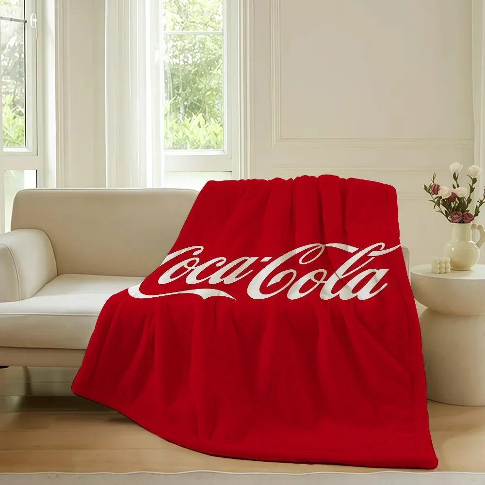 ファッションコカコーラプリントブランケットソファベッドオフィス旅行キャンプソフト暖かい居心地の良い睡眠読書リラックス