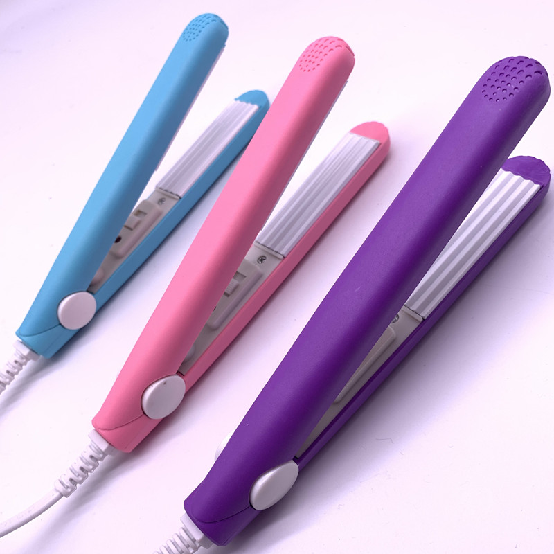 ミニヘアアイロンピンク波形プレート電気ヘアアイロンカールモデリングツール