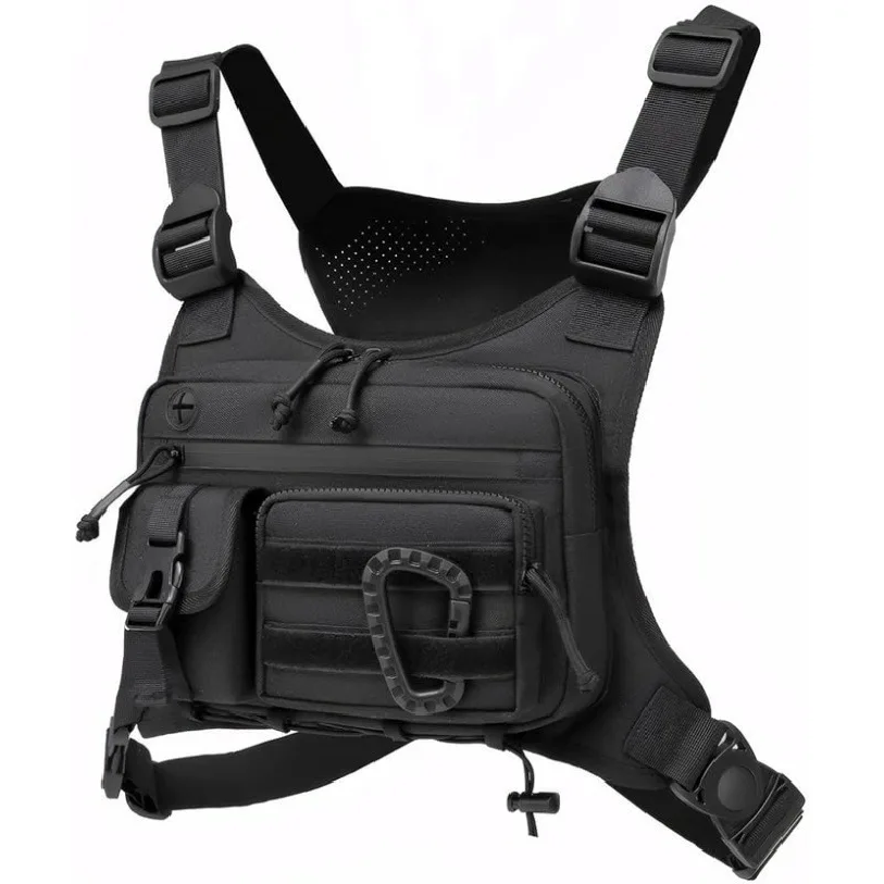 タクティカルチェストバッグメンズベスト EDC 防水盗難防止チェストパックリグ屋外サイクリングバッグランニングフロントチェストパック