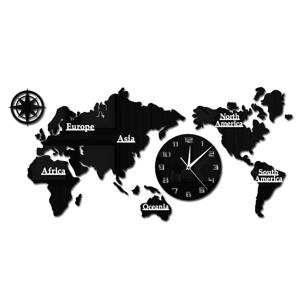 世界地図モダンな壁時計家の装飾大きな壁時計サイレント非カチカチ壁時計オフィス地理壁アート旅行ギフトアイデア