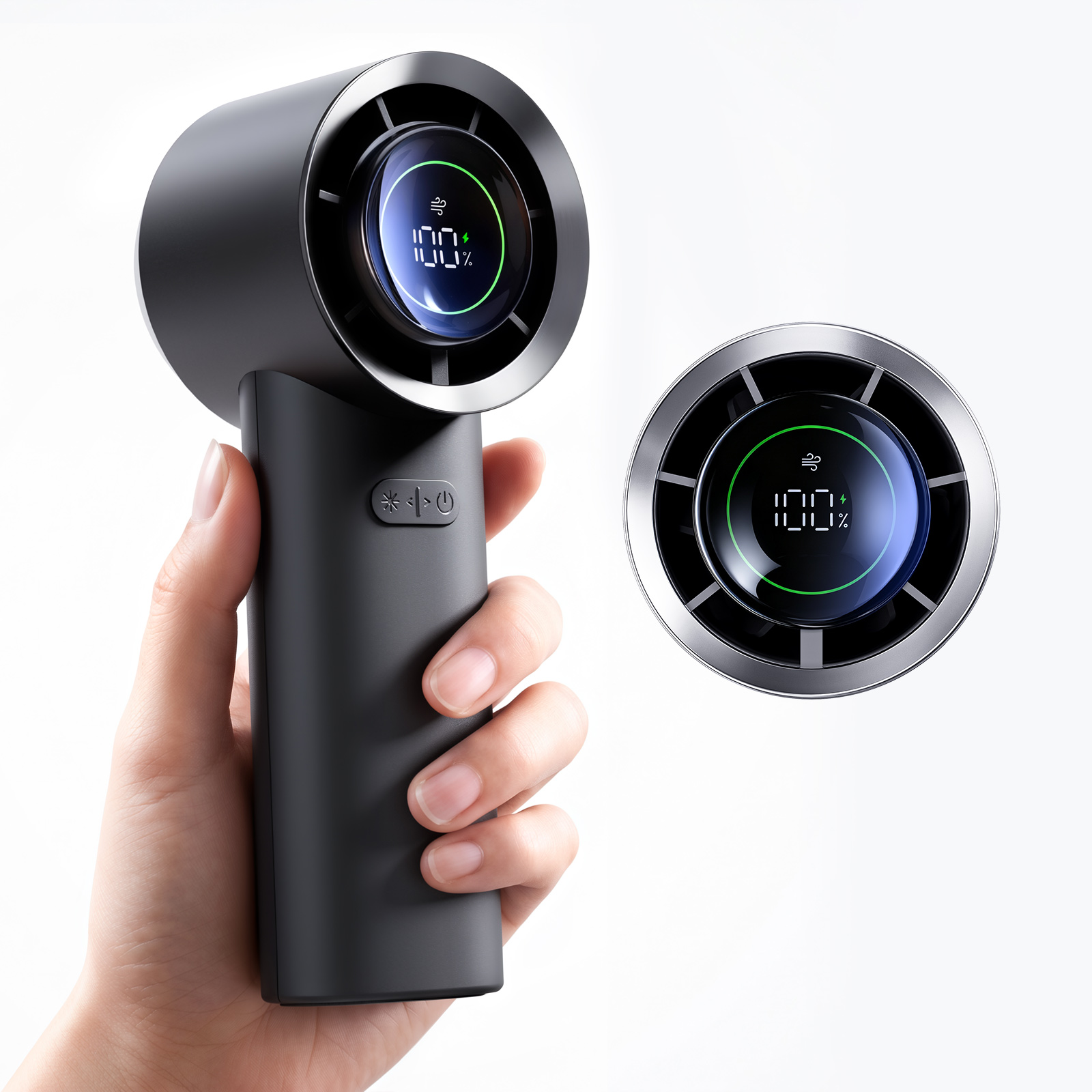 MUXNW ミニポータブルファン 100 スピードデジタルディスプレイ 13500RPM ハンドヘルドファン USB 充電式 3600mAh バッテリー冷却ファン旅行用