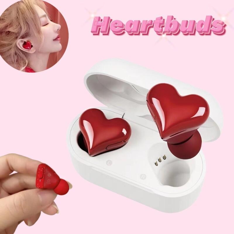 Bluetooth 5.3 ワイヤレスヘッドフォンハート型イヤホン女性ハイファイ音楽ハートイヤフォンヘッドセットファッション高品質ガールギフト