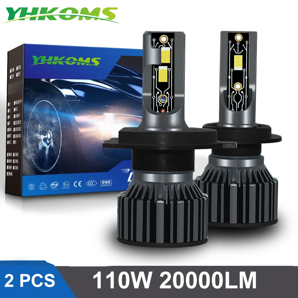 YHKOMS 車のライト H4 LED H7 20000LM H11 LED ランプ車のヘッドライト電球 H1 H9 9005 9006 HB3 HB4 5202 9007 H13 フォグ 12V 6000K