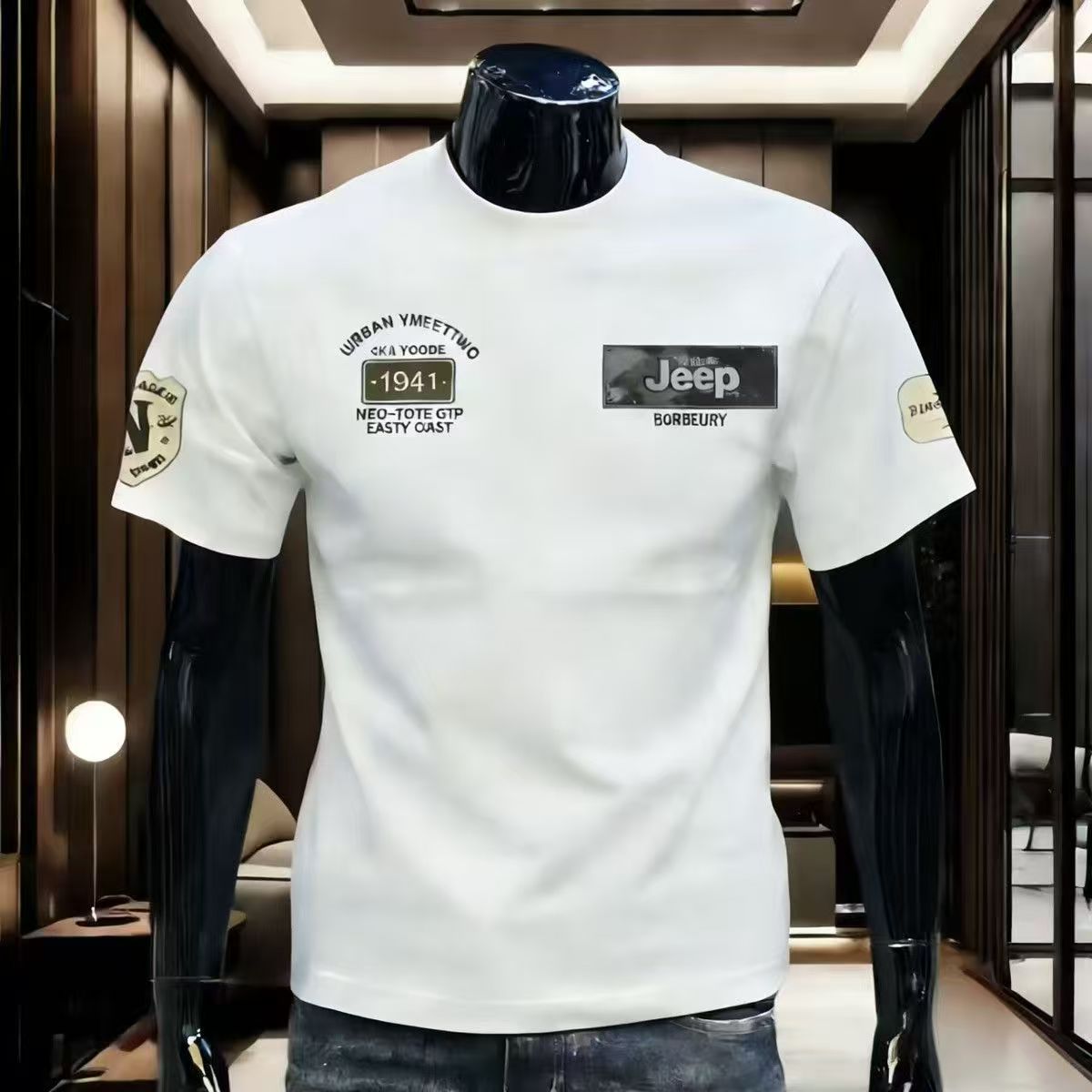 2026新シリーズJeep、夏の純綿の高品質Tシャツ。通気性があり快適、メンズカジュアルウェア、ラウンドネックショー
