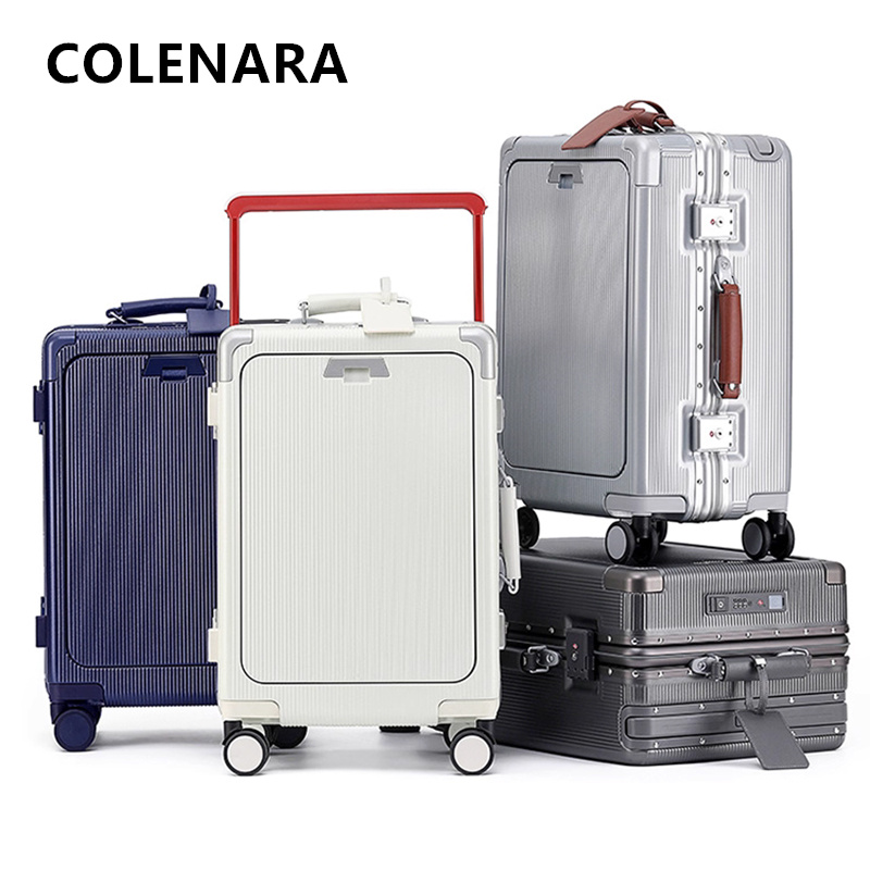 COLENARA ラップトップスーツケース 20 "24" 26 インチフロントオープニング搭乗ケース充電トロリーケースユニバーサルホイールローリング荷物