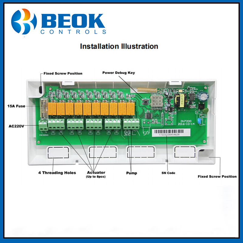 Beok CCT-10-X ワイヤレスハブコントローラー 8 出力チャンネルコンセントレーター 8 サブチャンバー workwith WIFi サーモスタットガスボイラー用
