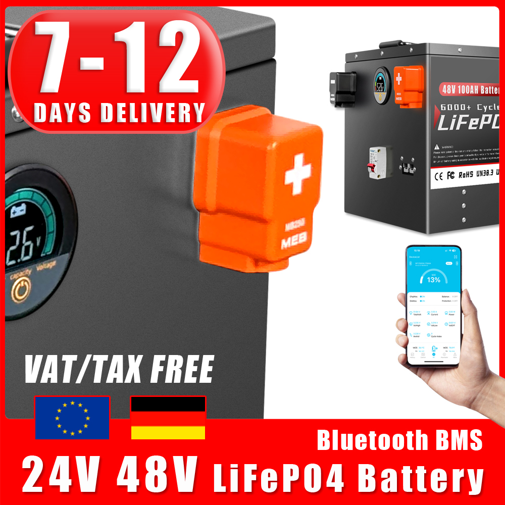 24V 48V 100Ah 200Ah LiFePO4 バッテリーパック Bluetooth BMS 6500 サイクル家庭用 Soalr RV PV インバーターボートゴルフカート