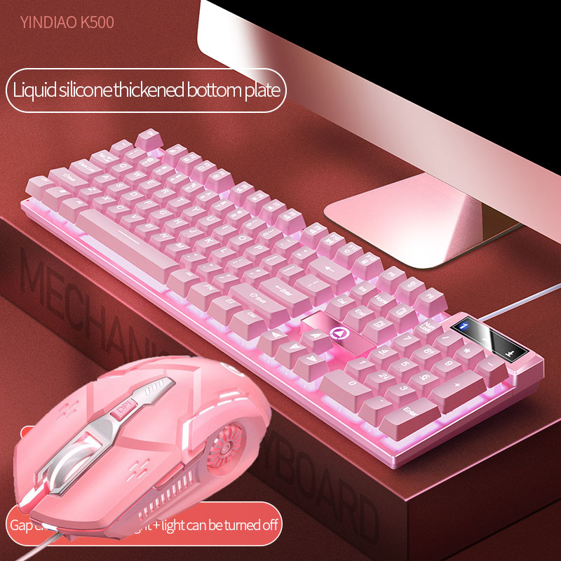 ピンクのキーボードとマウスのセット 2 in 1 コンボ 有線 104 キー LED バックライト付きピンクのキーボードと RGB バックライト付き 1600DPI マウス