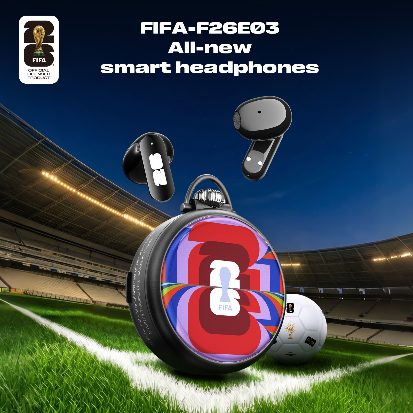 FIFA 2026 公式ライセンス TWS Bluetooth イヤホンイマーシブオーディオワイヤレスイヤホン通話ノイズリダクションヘッドフォン F26E03