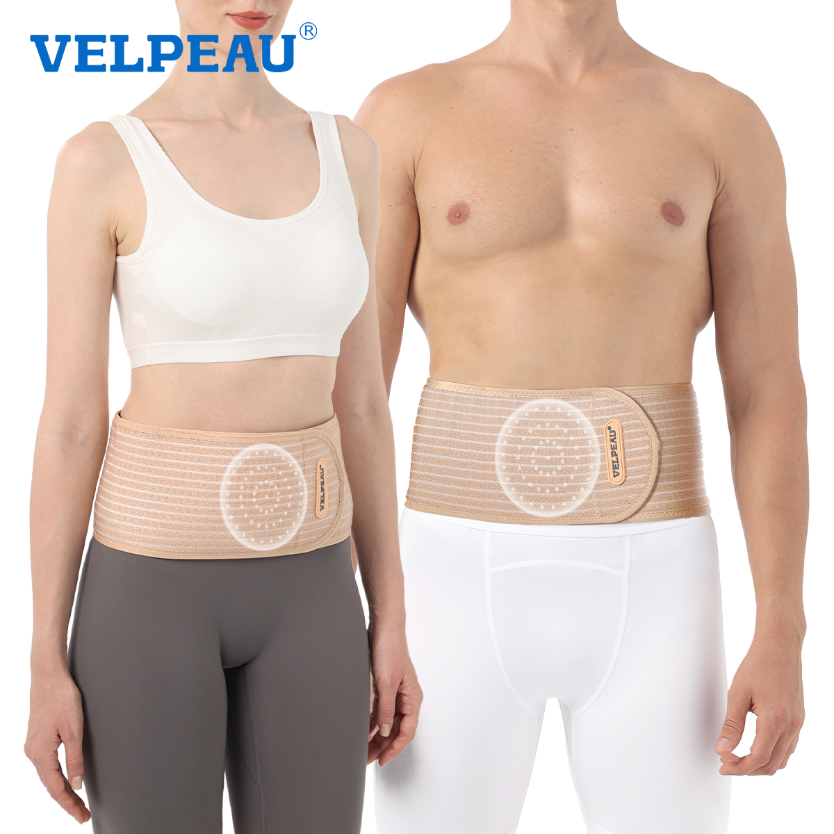 VELPEAU 臍ヘルニアベルト、みぞおち切開およびへそヘルニア用、取り外し可能な圧迫パッド付き腹部バインダー