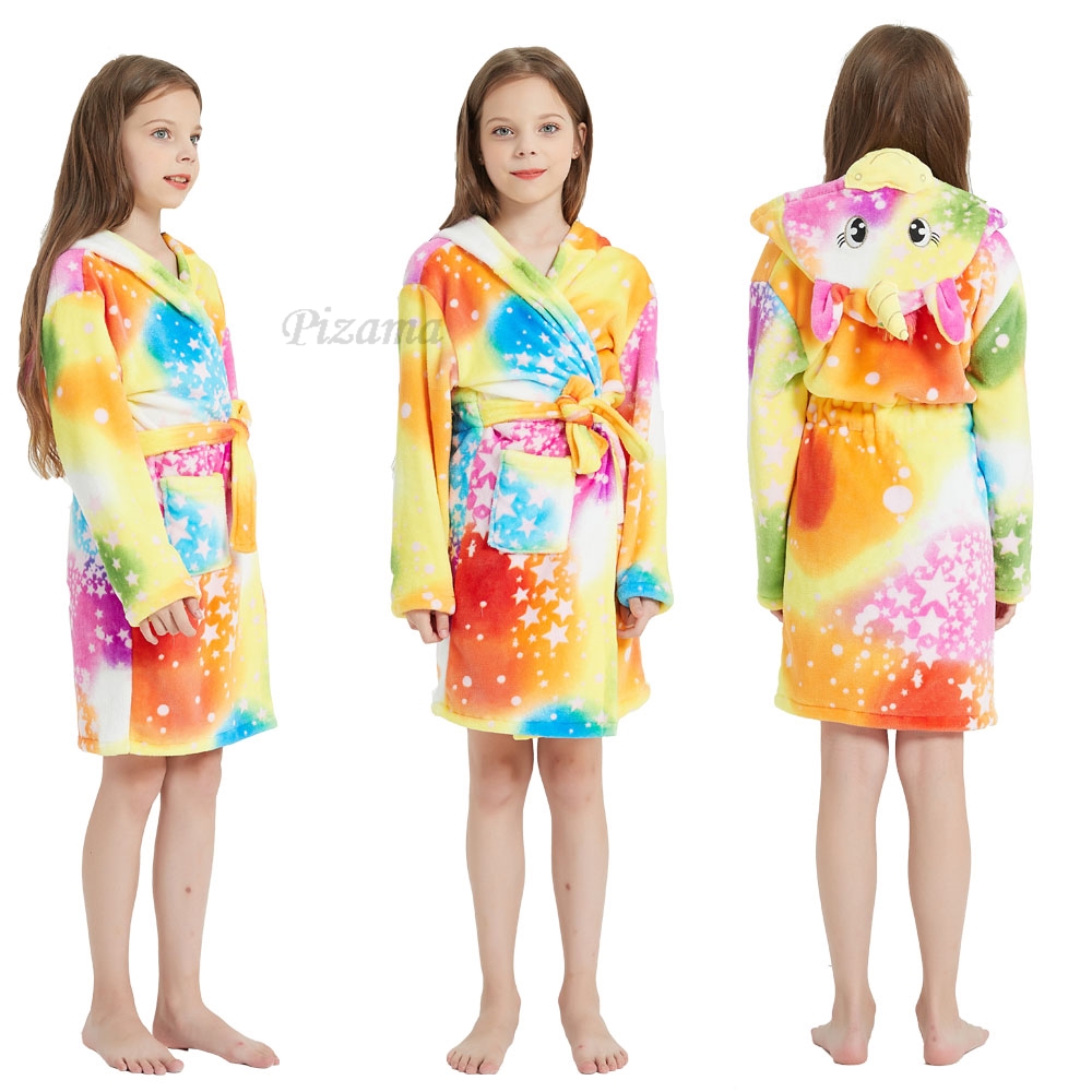 バスローブ子供スパースターニーナ Invierno スパースター Infantil 女の子冬暖かいフランネルユニコーン着ぐるみパジャマ子供のバスローブ