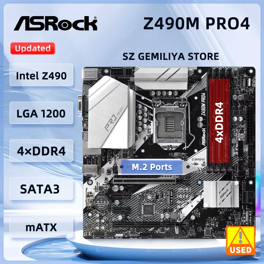ASRock Z490M Pro4 マザーボード DDR4 LGA 1200 Intel Z490 PCIe 3.0 M.2 128GB サポート i9-10900 i5-10500 i9-10900 i5-10600 i5-10400