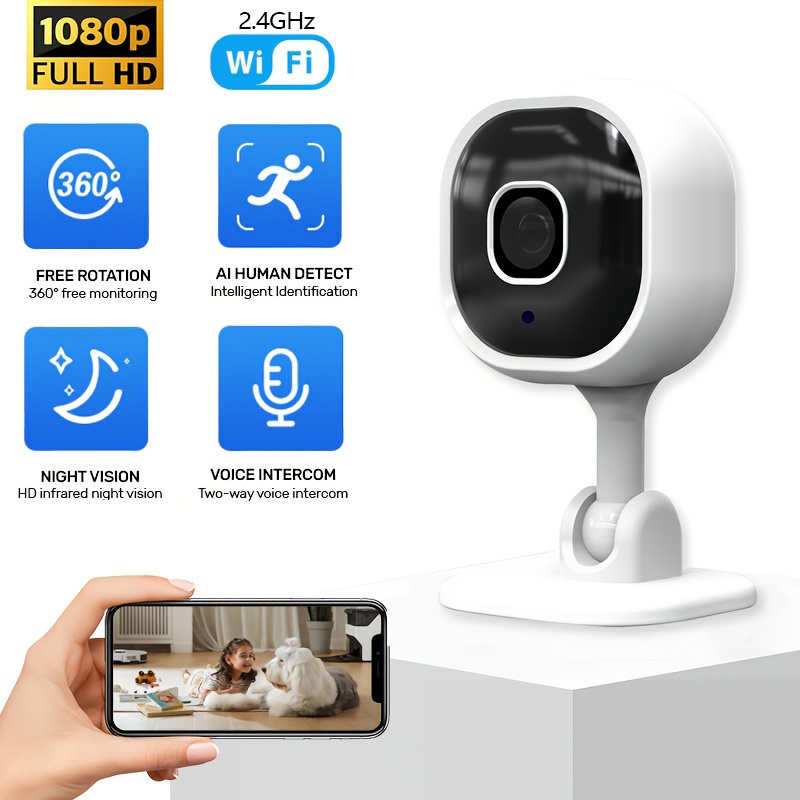 1080p HD Wifi カメラ屋内ミニホーム監視カメラナイトビジョン双方向オーディオ人間検出 2.4 グラムセキュリティカメラ