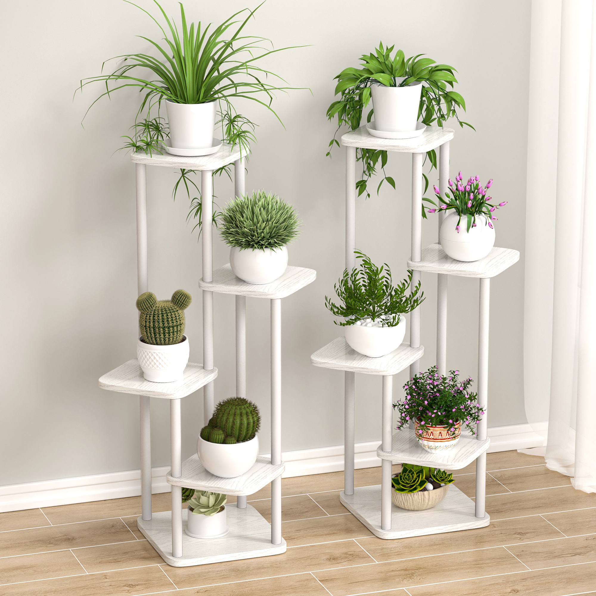 植物スタンドとフラワースタンド木製棚 5/6/8 層ディスプレイスタンド収納棚ポットラックオーガナイザー棚庭の装飾
