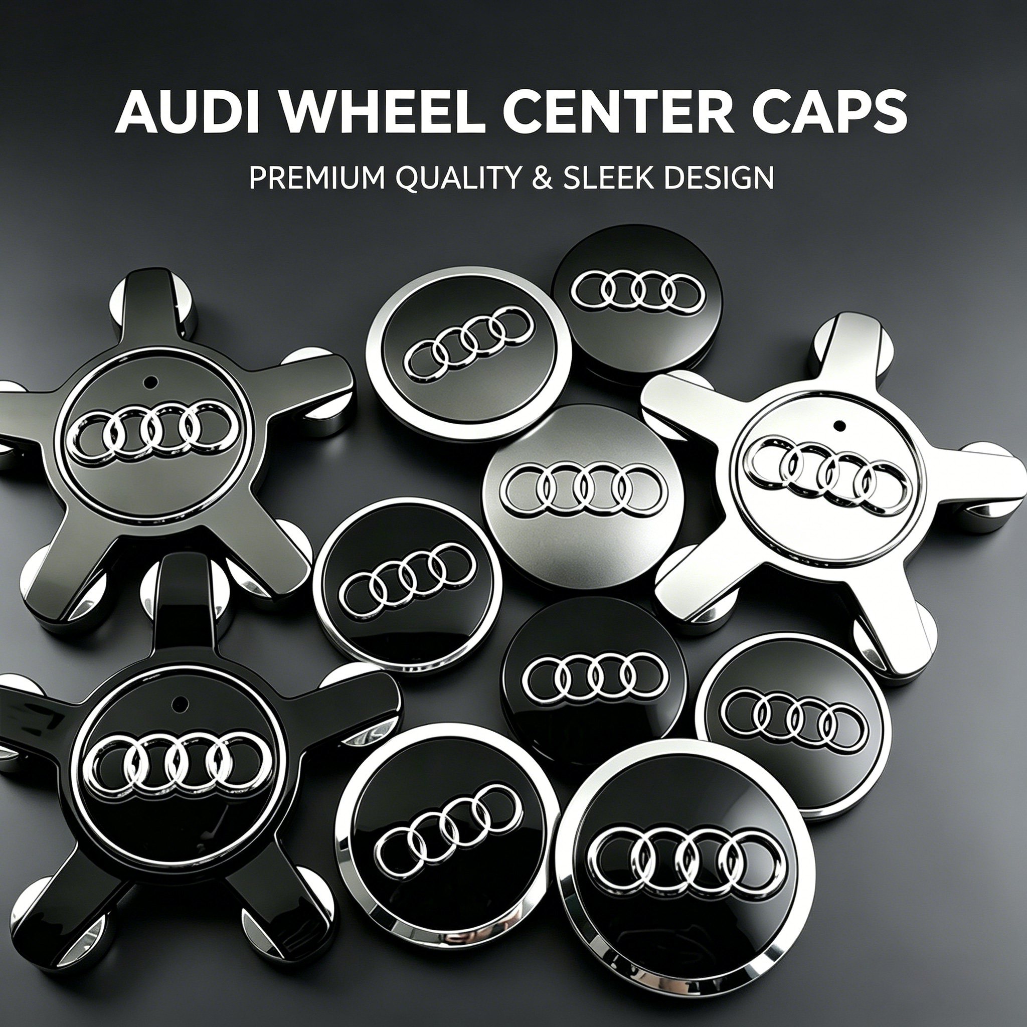 4 個の車のハブキャップリムセンターカバーホイールタイヤアクセサリーアウディ A7 A6 A3 A5 A4 A8 Q5 S3 S6 TT Q3 SQ5 Q7 R8 S7 S5 S4 S8