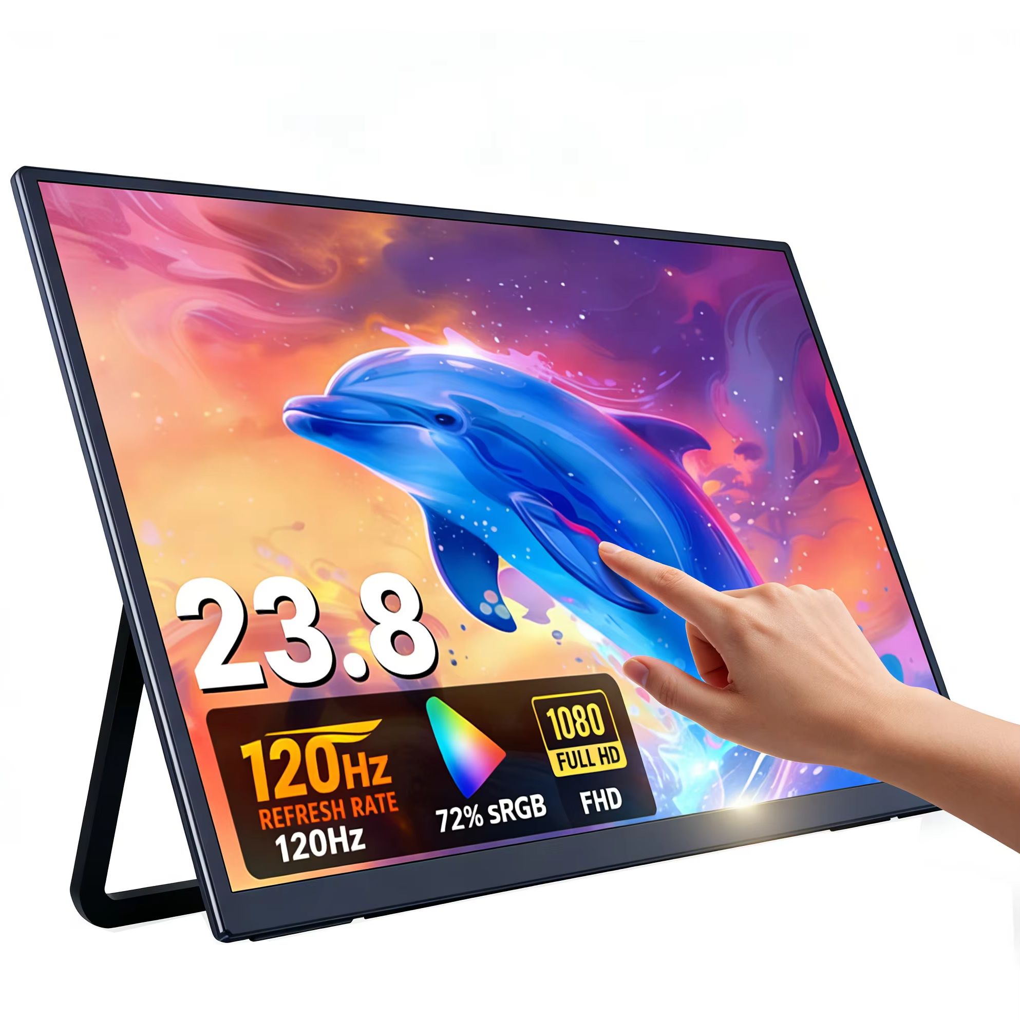 23.8 インチポータブルモニタータッチディスプレイ FHD IPS 120Hz トラベルゲームディスプレイ内蔵スタンドスピーカーノートパソコン画面