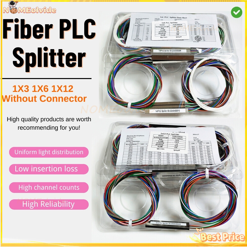 5 個 1X3 1X6 1X12 ファイバーコネクタなし 0.9 ミリメートル 4-10 ピース/ロット光 PLC スプリッターホワイト/カラー FTTH