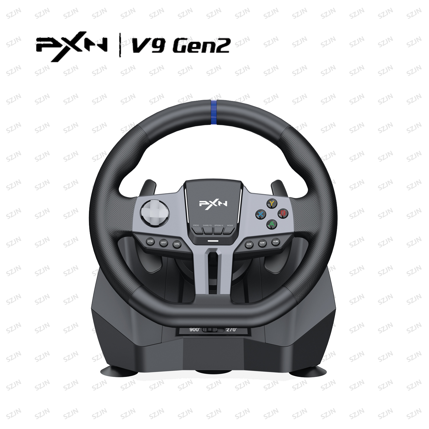 PXNV9-GEN2 レーシングステアリングホイール、270°/900°回転ゲームコントローラー PC PS3 PS4 Switch Xbox One Xbox シリーズ X/S 用