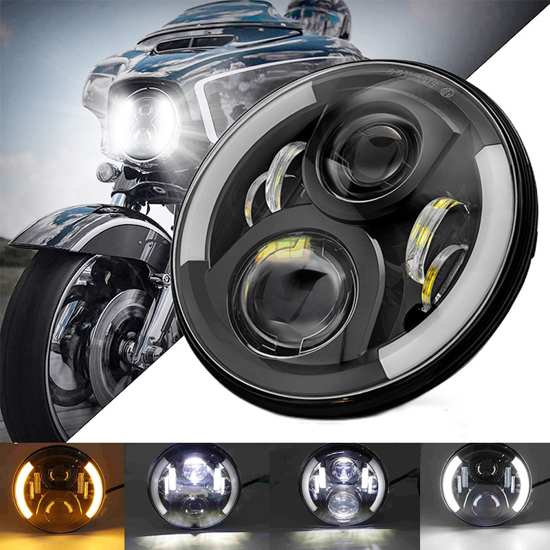 オートバイハロー 7 インチ LED ヘッドライトヤマハロイヤルスターベンチャー XVZ1300 7 インチラウンド DRL ヘッドランプジープ JK