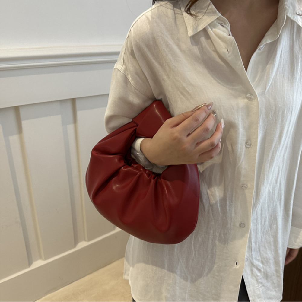 ミニ トップハンドル バッグ PU レザー カジュアル ショルダー バッグ クラッチ ハンドバッグ クラウド バッグ レディース ガールズ