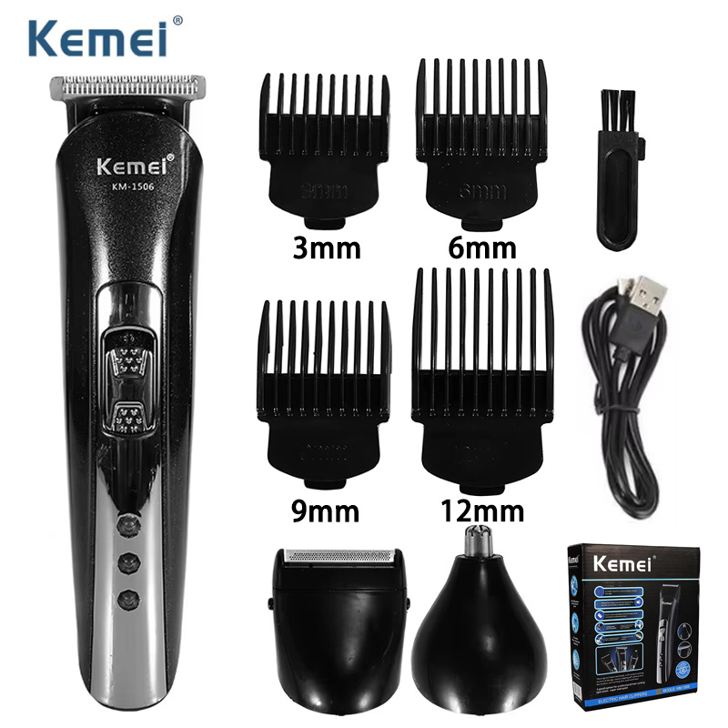 Kemei KM-1506 3 in 1 電気バリカン USB 充電シェーバー充電式鼻毛トリマープロのシェービングマシン