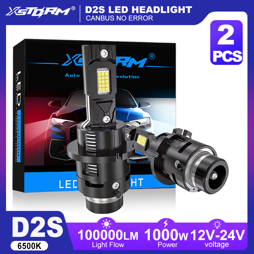 XSTORM D2S D4S LED ヘッドライト Canbus 車のヘッドライト電球 D3S D1S LED ライトハイパワー 1000 ワット 100000LM ターボランプ 6000 K プラグ