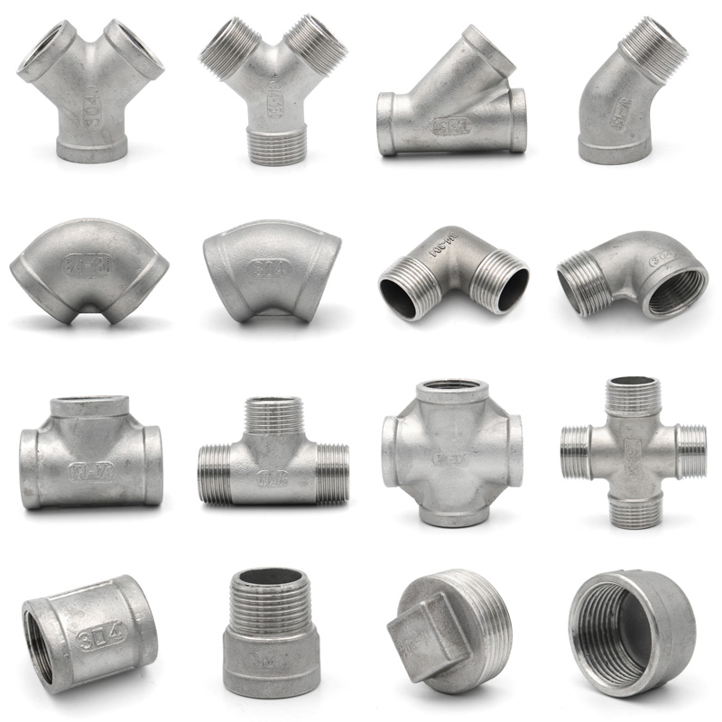 304 ステンレス鋼管継手 1/4 "3/8" 1/2"3/4" 1" BSP 雌雄ねじ三方 4 方エルボ T タイプ