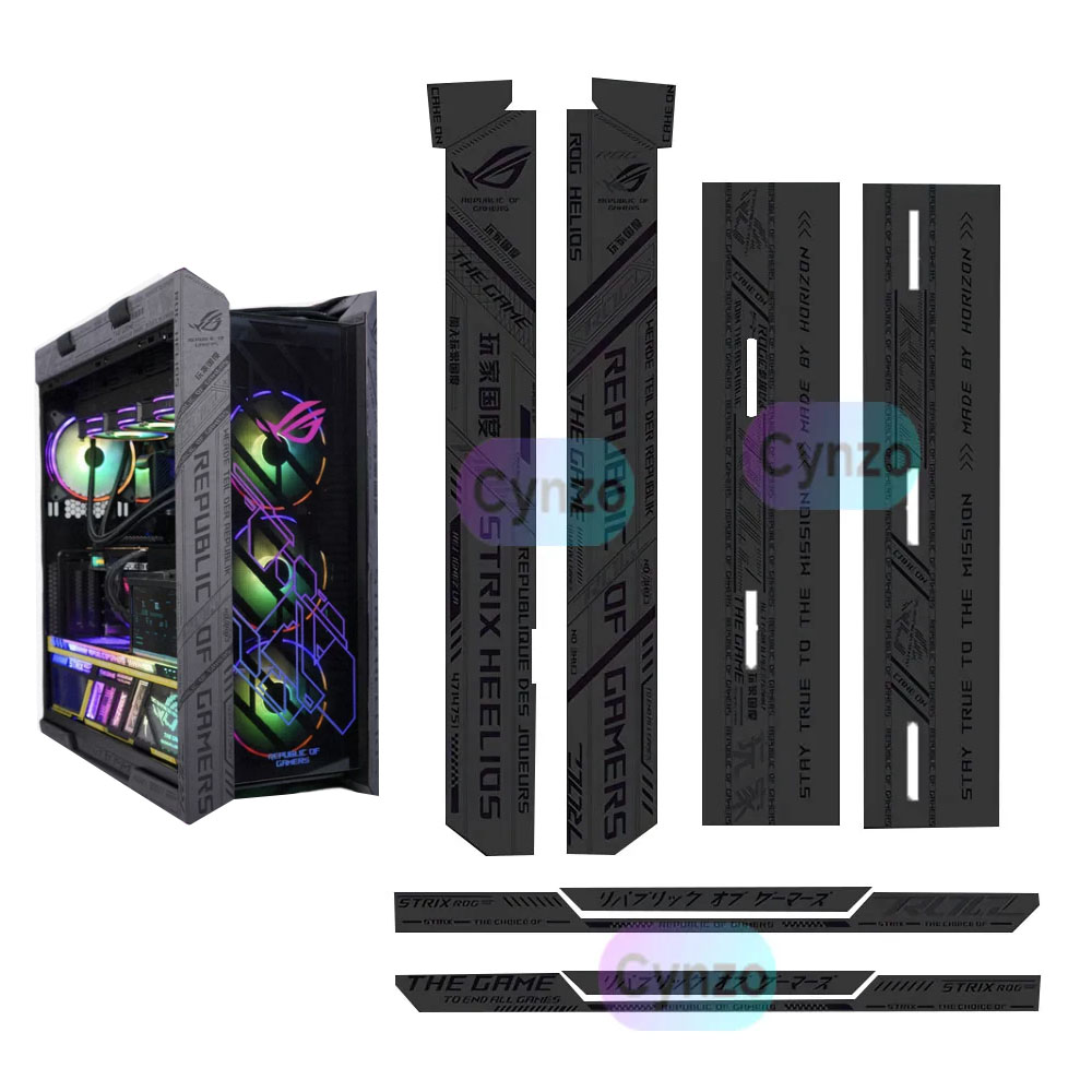 MOD アニメステッカー ROG Strix Helios ゲーマーケース、DIY GX601 ゲームキャビネット装飾スエードステッカーカバー 8 個キット