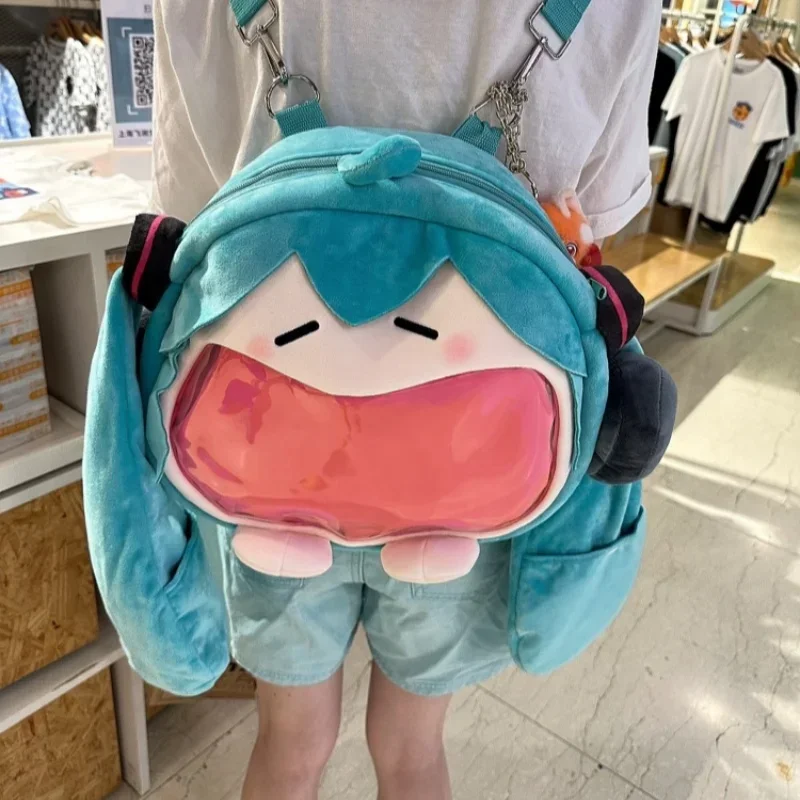 初音ミクショルダーバッグ新しいバックパックかわいいアニメガールぬいぐるみ漫画かわいいナップザック学生バッグパケットキッズギフトおもちゃ