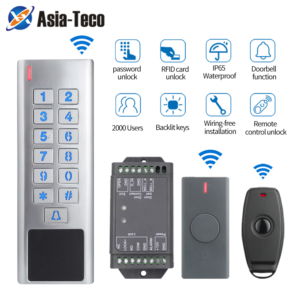 ワイヤレスアクセス制御システム 433Mhz 125Khz RFID キーパッドリモート電子ドアロック IP66 防水 DC 12V