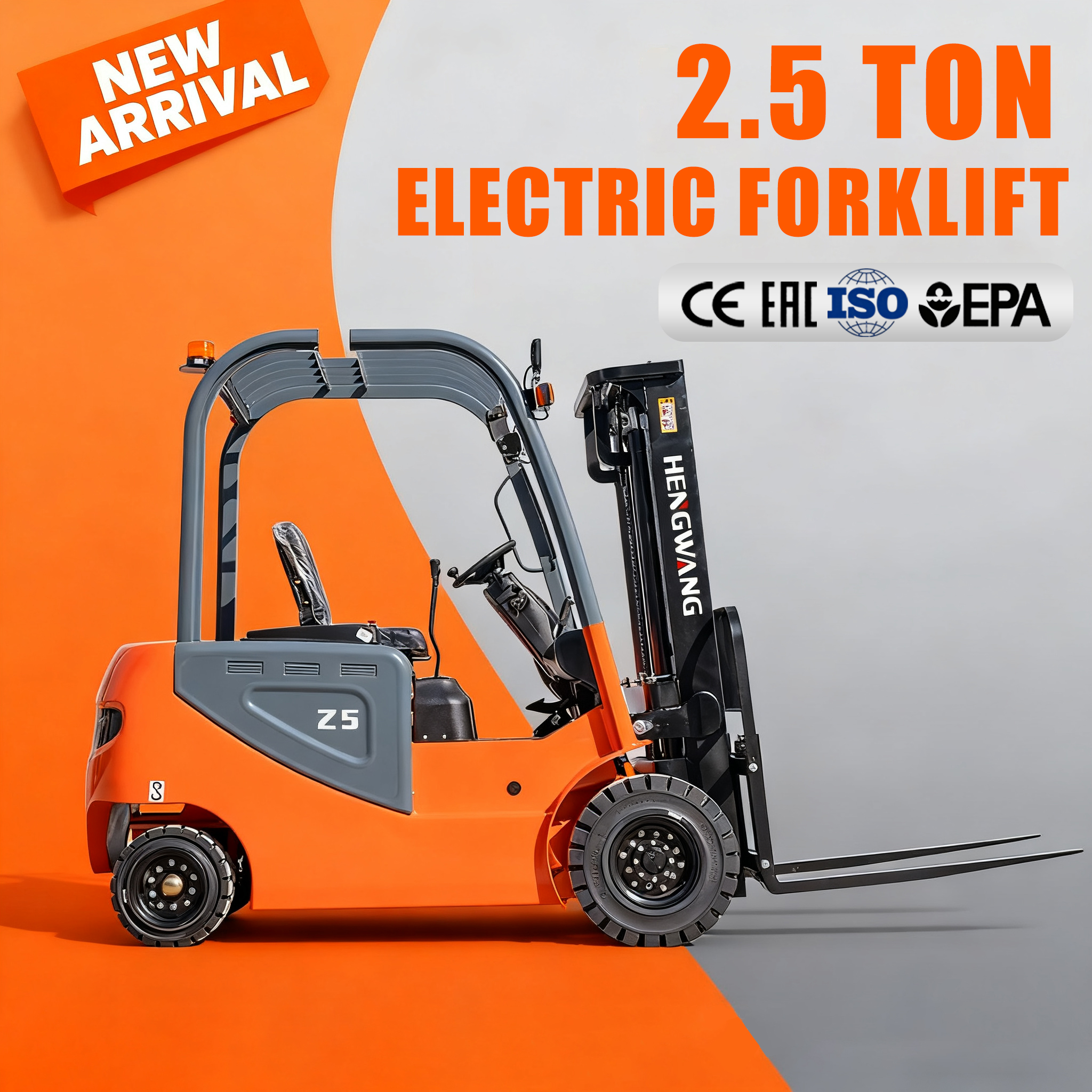 2.5Ton 電動フォークリフト 3 メートルリフト 広い視野 倉庫/工場に適しています 狭いチャネル操作 カスタマイズ可能