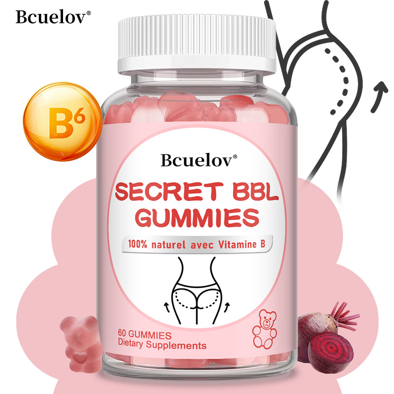 BBL グミ - お尻の引き締め、お尻の彫刻、ヒップリフト、女性の体のシェイプ、健康食品のための天然ビタミン B が含まれています