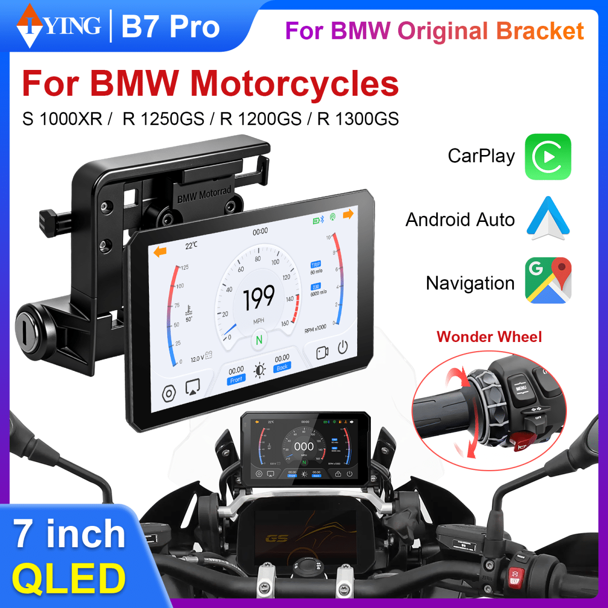 B7pro Carplay BMW XR M1000 R1200GS R1250GS S1000XR R1300GS 7 インチポータブルオートバイ CarPlay Android 自動ナビゲーター