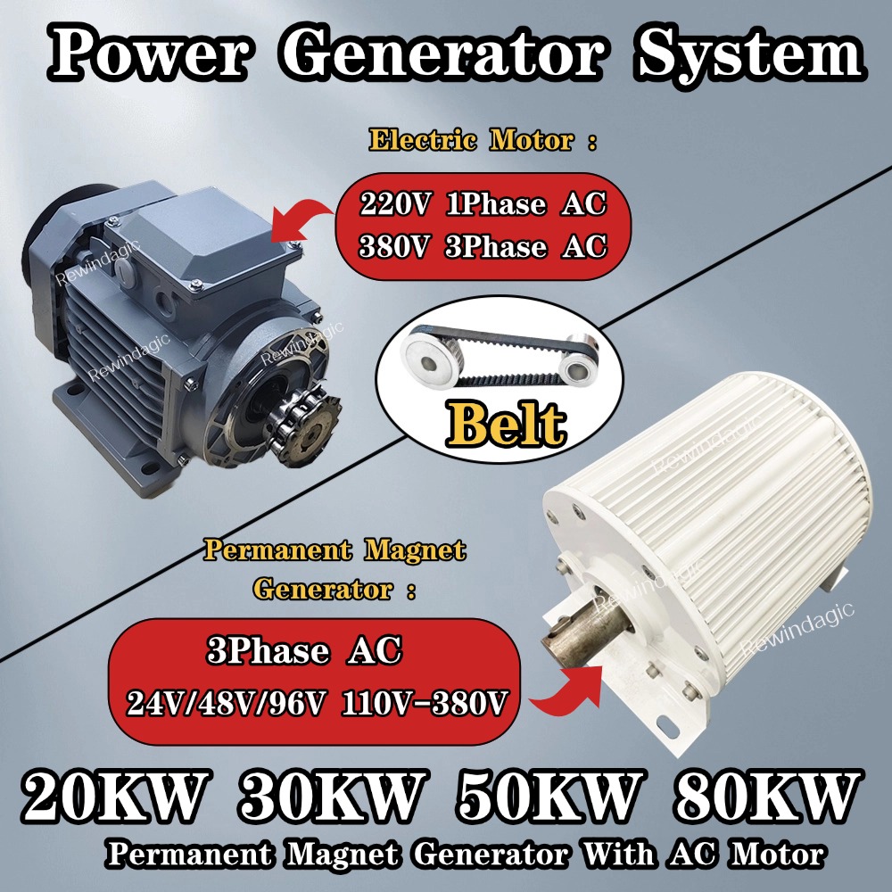 高速配信 20000 ワット 30KW 220 V 380 V オルタネーターダイナモ永久磁石発電機モーター完全なセット DIY Fo ホームボート負荷