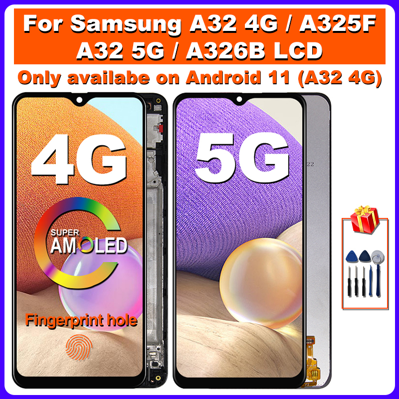 AMOLED サムスンギャラクシー A32 4 グラム液晶 SM-A325F SM-A325M ディスプレイタッチスクリーンの交換サムスン A32 5 グラムディスプレイ SM-A326B